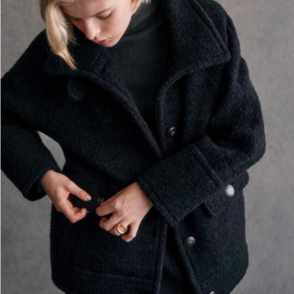 Sezane Leo Coat Black Jacket 4 - Picture 2 of 5